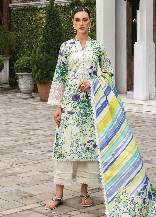 ZCL DIGITAL PRINTED EMBROIDERED UN-STITCHED LAWN 3-PC SUIT - Malabis